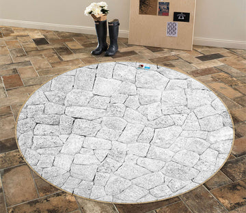 3D Stone Wall 80208 Round Non Slip Rug Mat