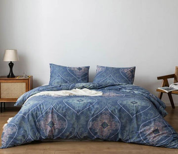 3D Blue Dark Flower 7190 Bed Pillowcases Quilt