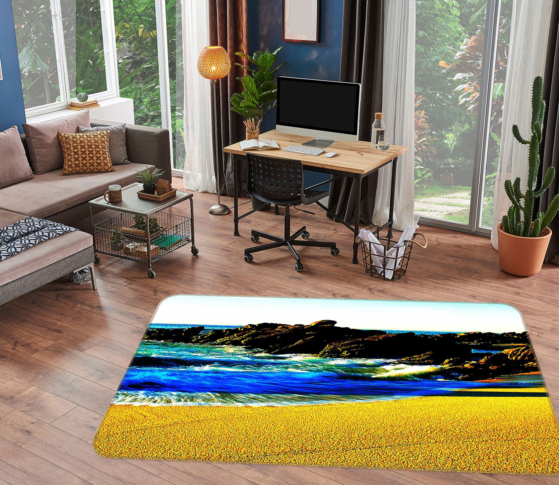 3D Seaside Stones 75149 Non Slip Rug Mat