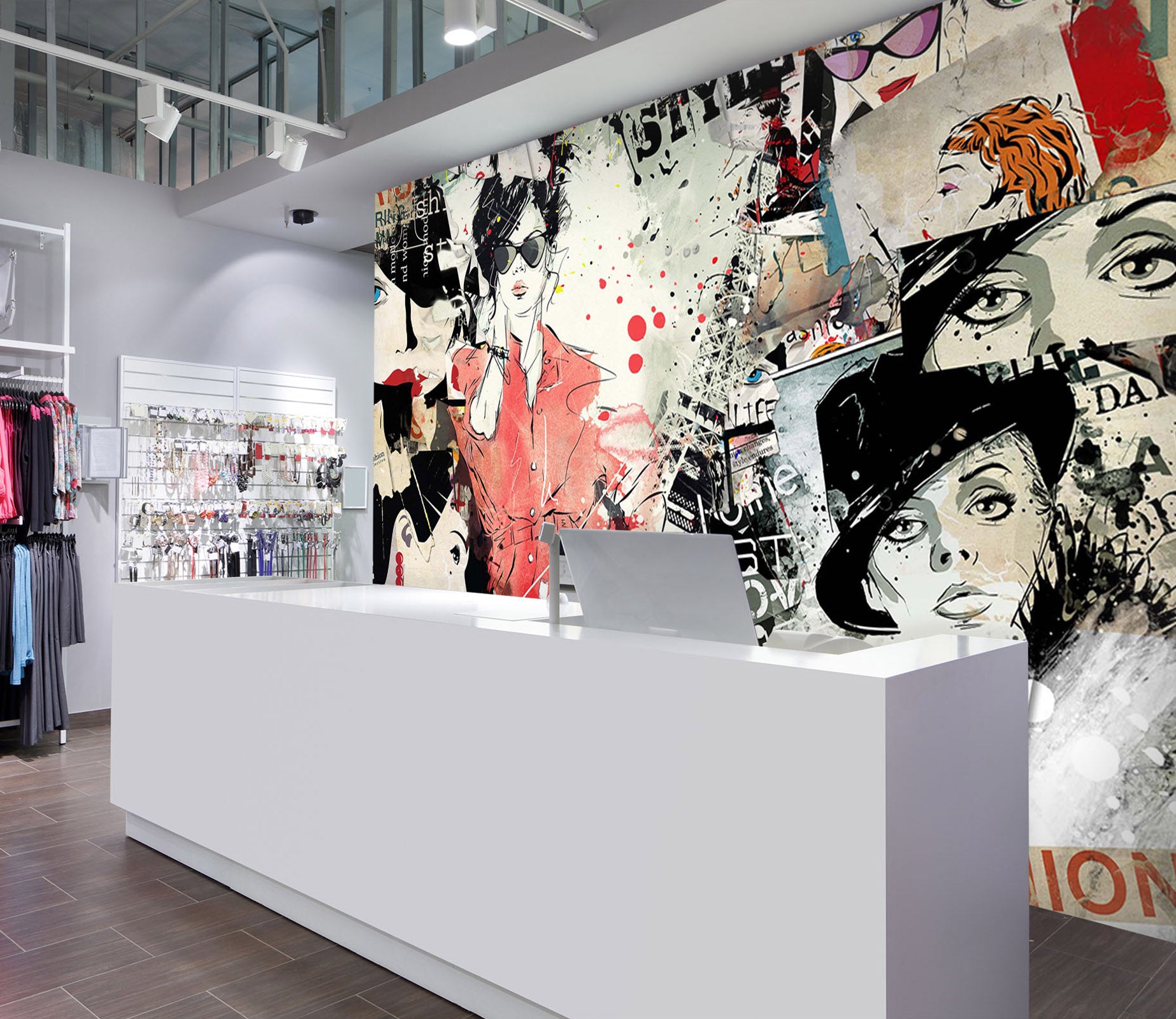 3D Woman Sunglasses Hat 136 Wall Murals