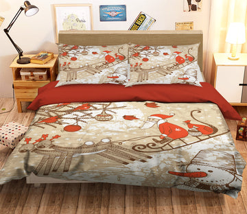 3D Santa Sleigh 45044 Christmas Quilt Duvet Cover Xmas Bed Pillowcases