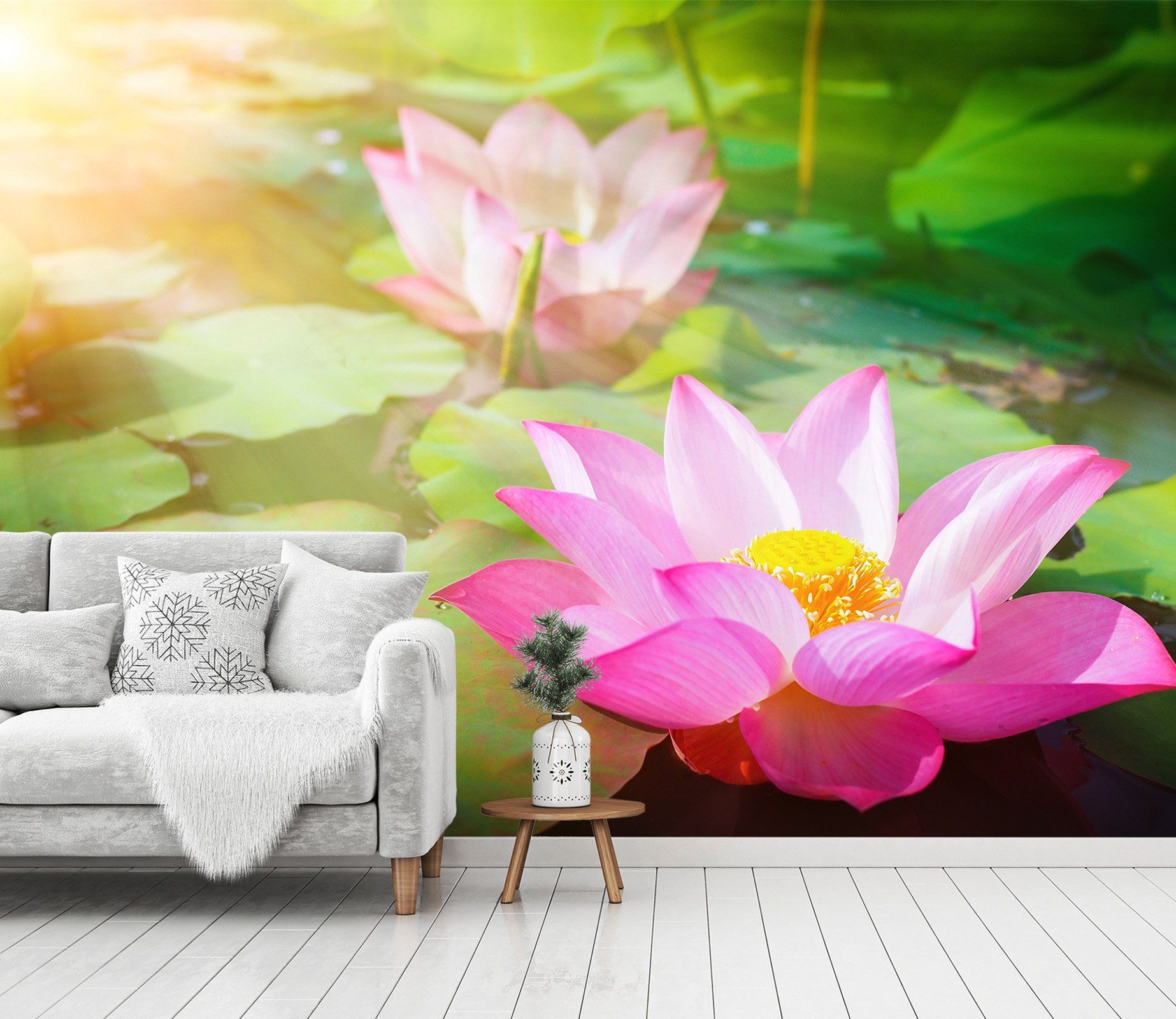 3D Beautiful Pink Lotus 32 Wall Murals Wallpaper AJ Wallpaper 2 