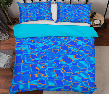 3D Blue Ripple 13150 Bed Pillowcases Quilt