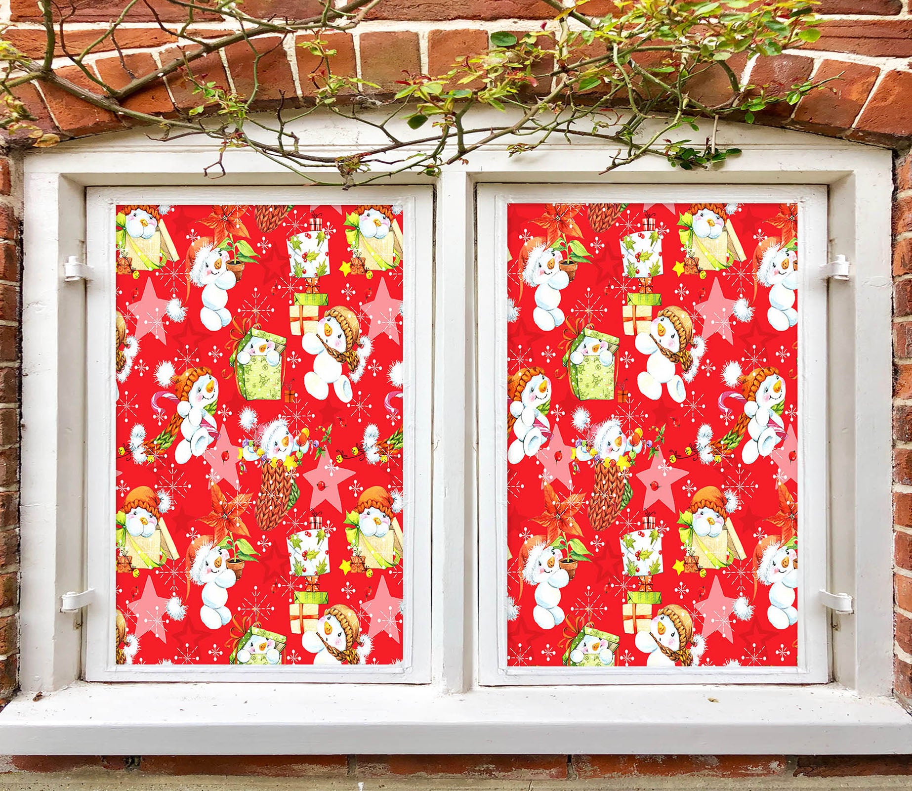 3D Snowman Pattern 42187 Christmas Window Film Print Sticker Cling Stained Glass Xmas