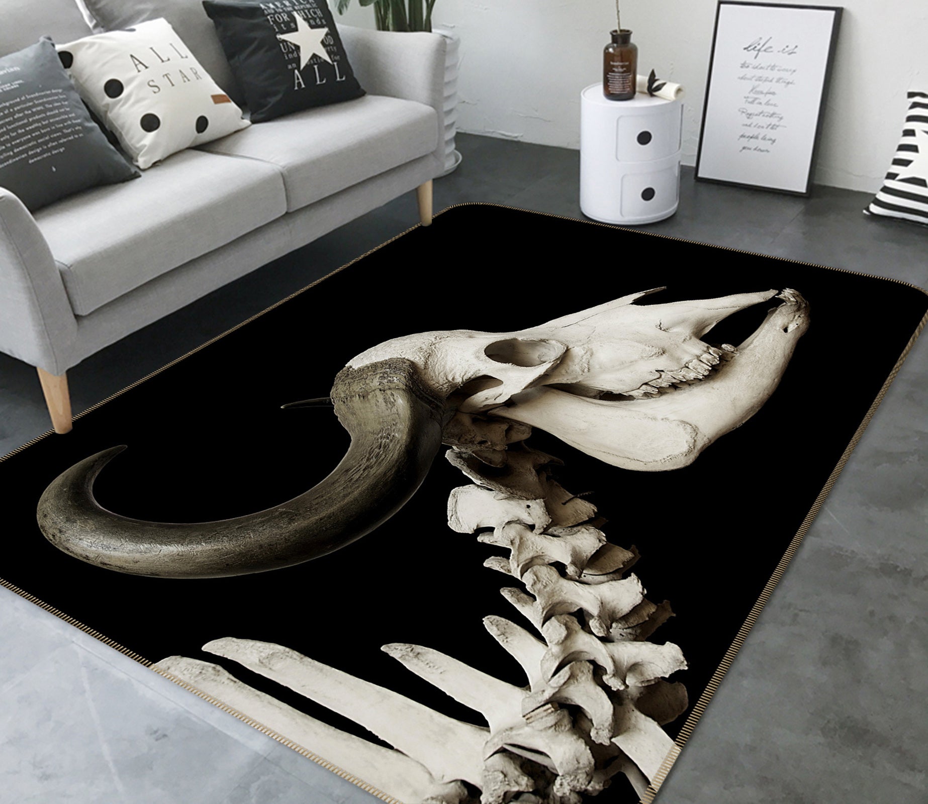 3D Cattle Skull 030 Animal Non Slip Rug Mat