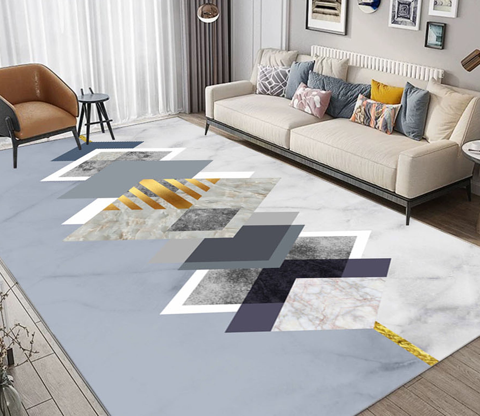 3D Color Geometry WG496 Non Slip Rug Mat Mat AJ Creativity Home 