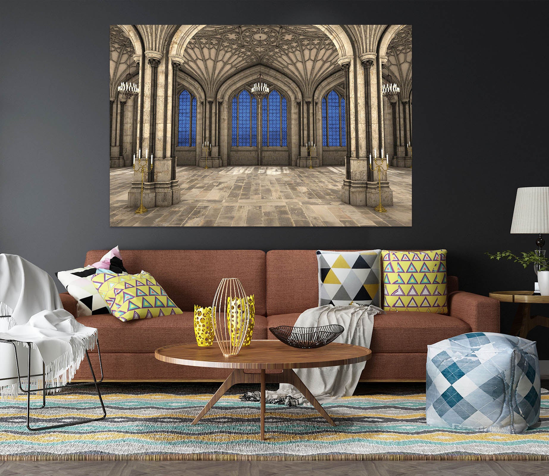 3D Villa Living Room 1080 Wall Sticker