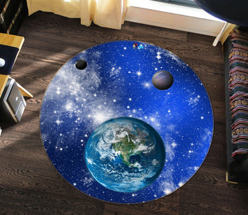 3D Starry Planet 74085 Round Non Slip Rug Mat