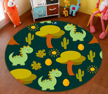 3D Tree Dinosaur 75055 Round Non Slip Rug Mat