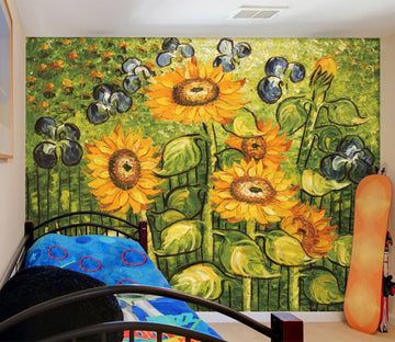 3D Sunflower 1742 Wall Murals Wallpaper AJ Wallpaper 2 