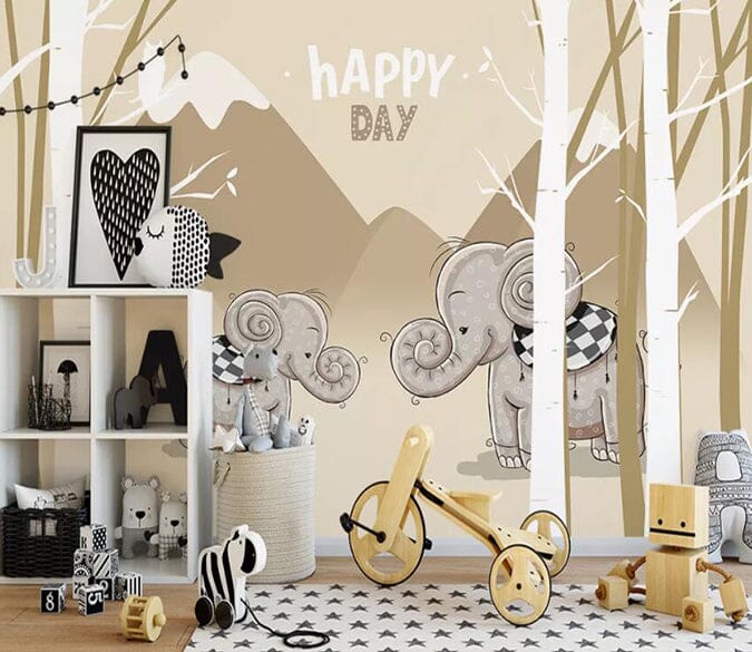 3D Elephant Forest 1844 Wall Murals Wallpaper AJ Wallpaper 2 