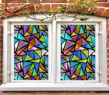 3D Color Triangle 457 Window Film Print Sticker Cling Stained Glass UV Block