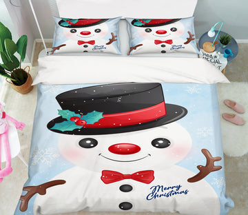 3D Snowman 51057 Christmas Quilt Duvet Cover Xmas Bed Pillowcases