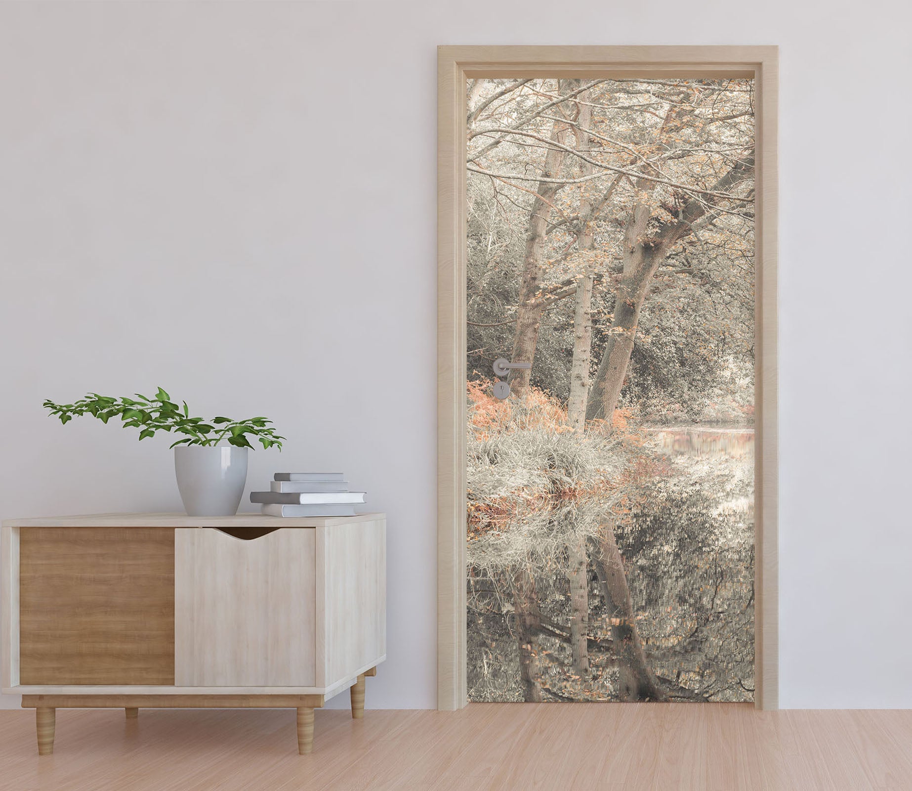 3D Grey Tree 5096 Assaf Frank Door Mural