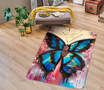 3D Blue Butterfly 1309 Skromova Marina Rug Non Slip Rug Mat
