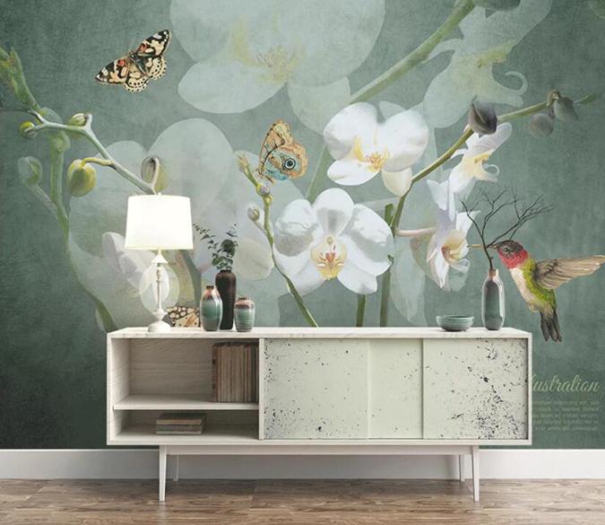 3D Flower Butterfly 1438 Wall Murals Wallpaper AJ Wallpaper 2 