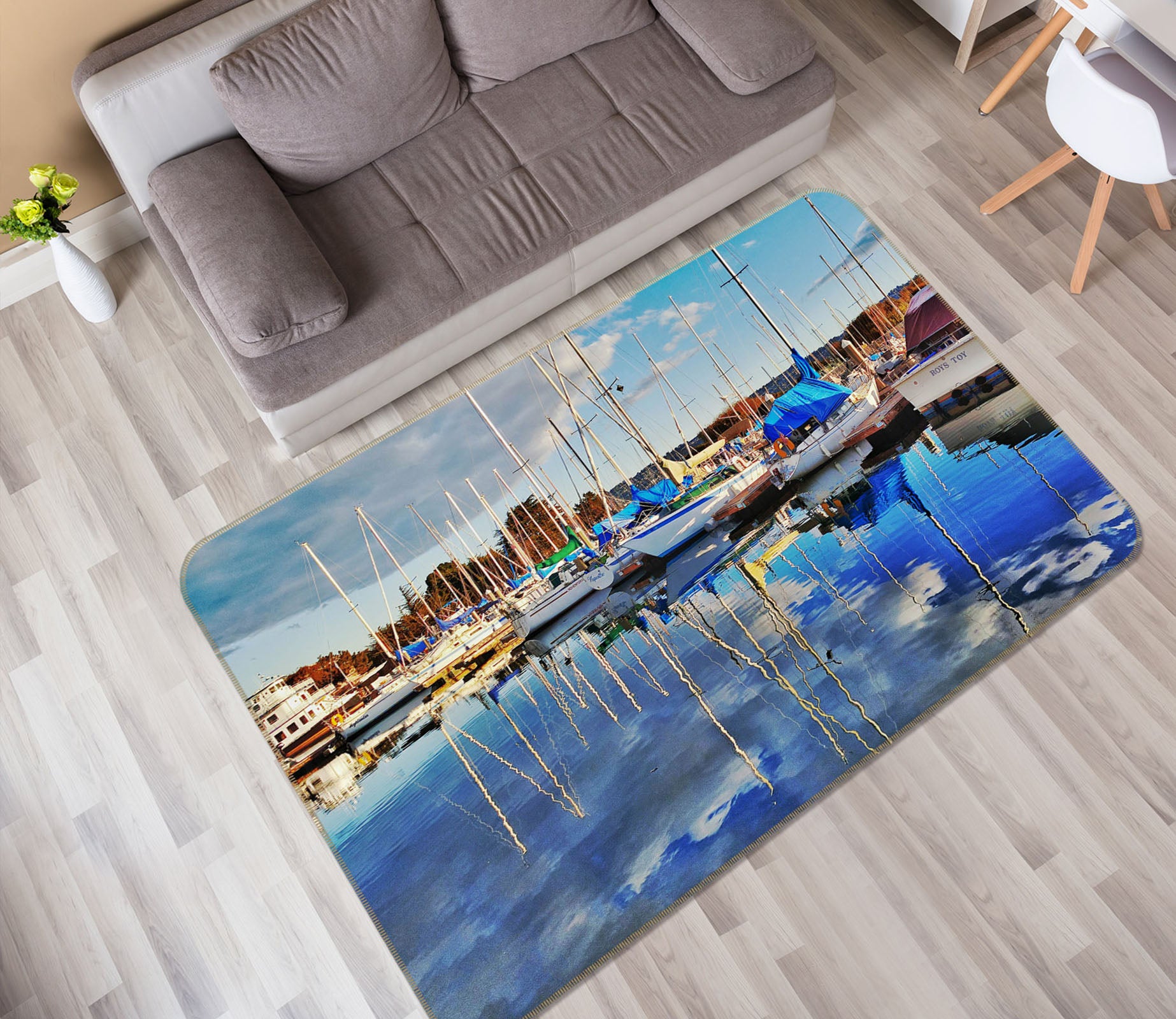 3D Vessel Water Reflection 42059 Vehicle Non Slip Rug Mat