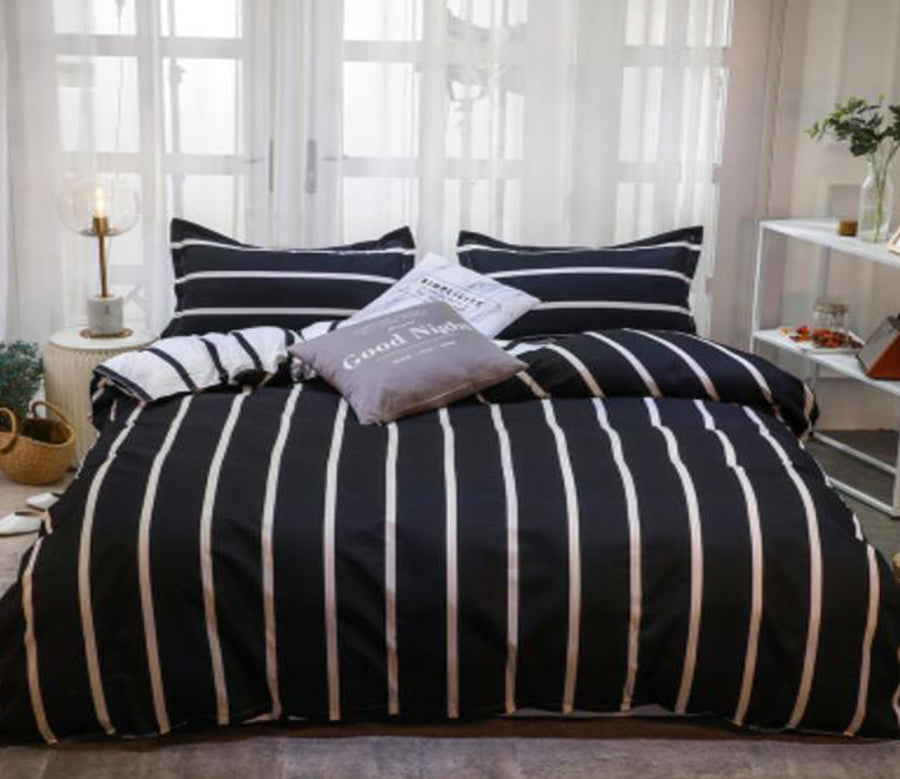 3D Black Vertical Stripes 5193 Bed Pillowcases Quilt