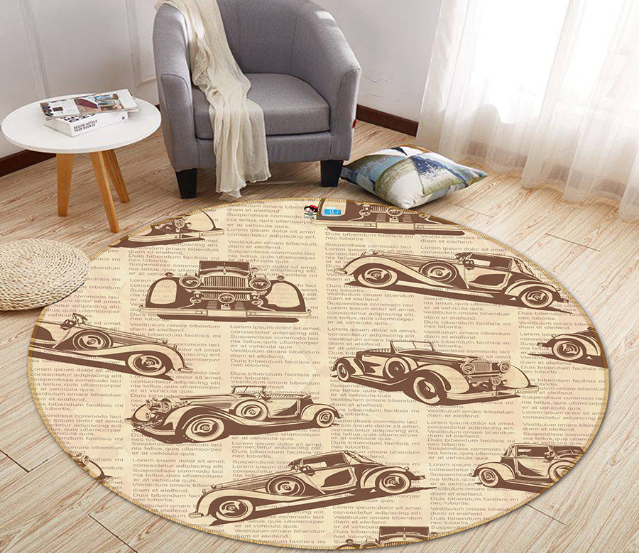 3D Racing Car 64145 Round Non Slip Rug Mat