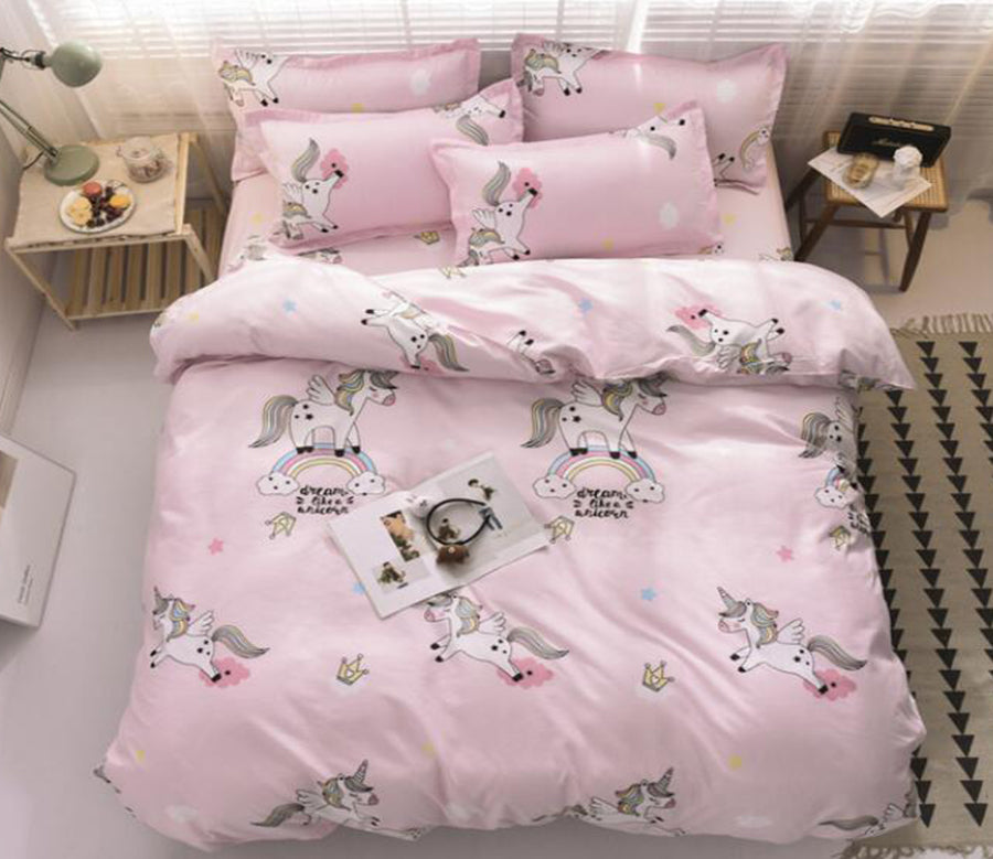 3D Pink Bottom Unicorn 13126 Bed Pillowcases Quilt