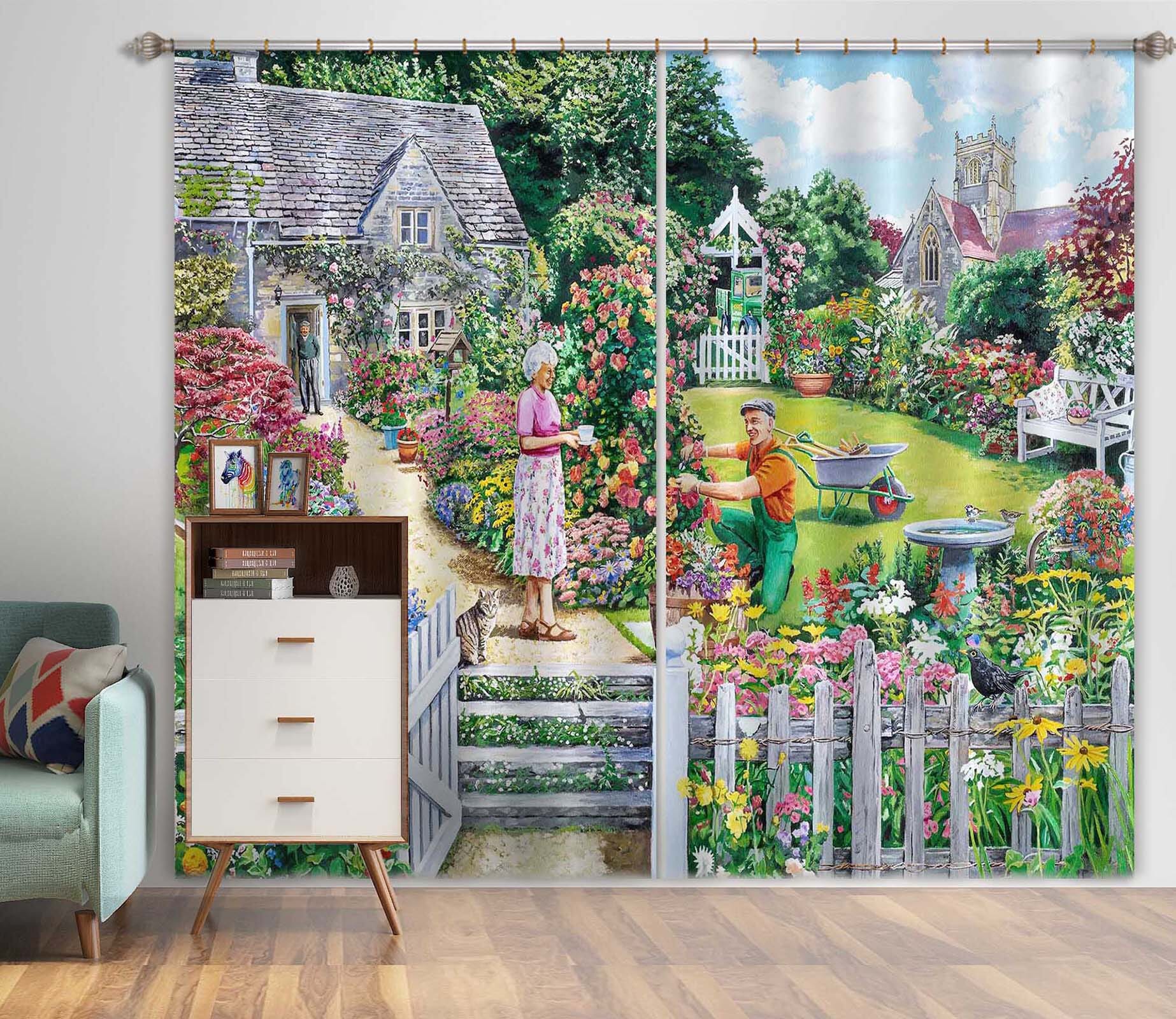 3D Cottage Garden 096 Trevor Mitchell Curtain Curtains Drapes Curtains AJ Creativity Home 