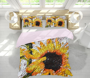 3D Sunflowers 2108 Dena Tollefson bedding Bed Pillowcases Quilt Quiet Covers AJ Creativity Home 