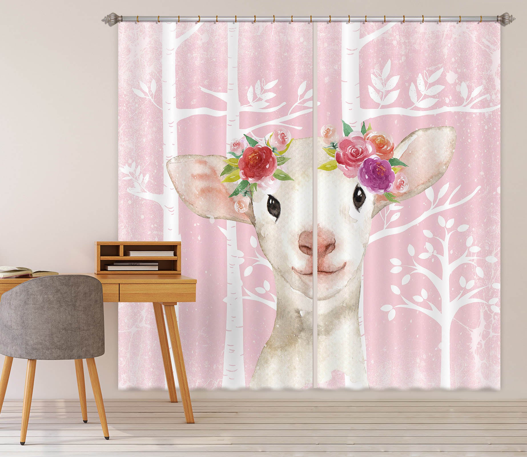 3D Sheep Flower 177 Uta Naumann Curtain Curtains Drapes
