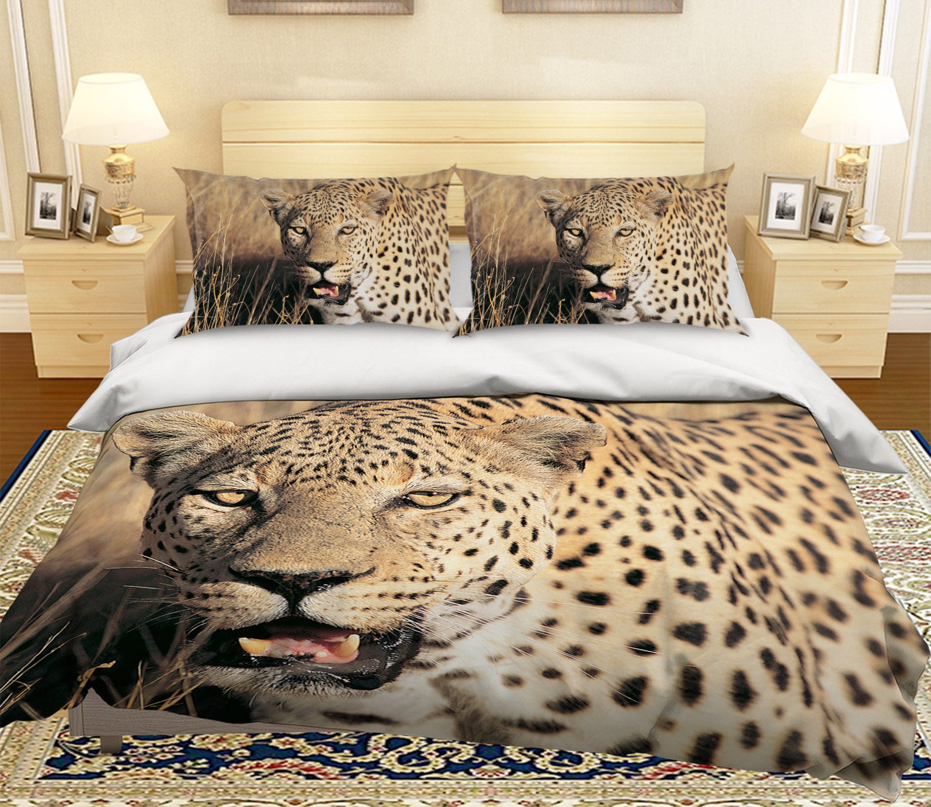 3D Fangs Leopard 002 Bed Pillowcases Quilt