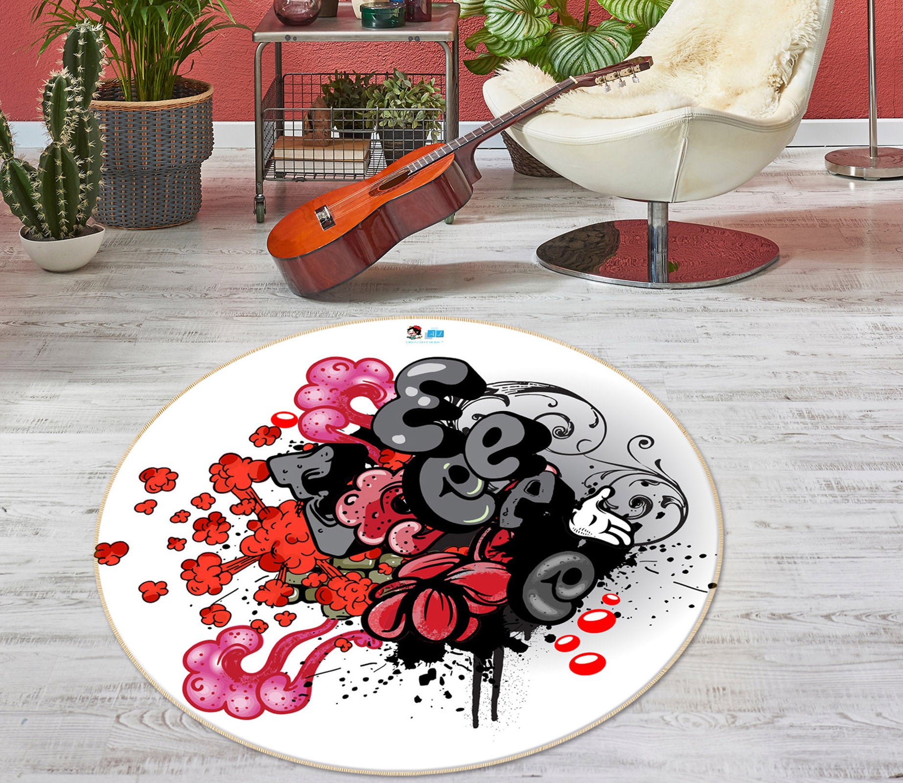 3D Pattern 74299 Round Non Slip Rug Mat