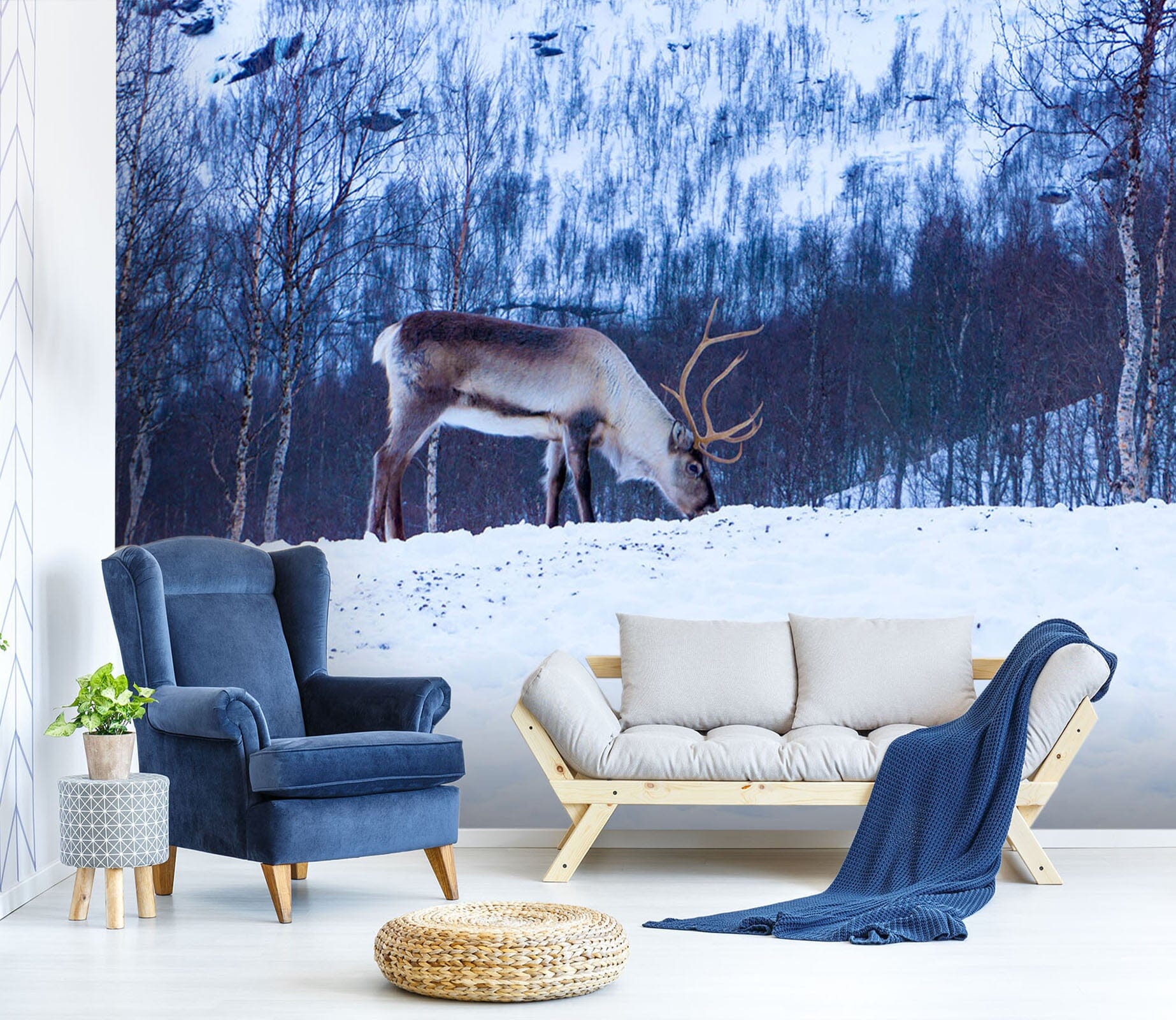 3D Snow Deer 221 Wall Murals Wallpaper AJ Wallpaper 2 