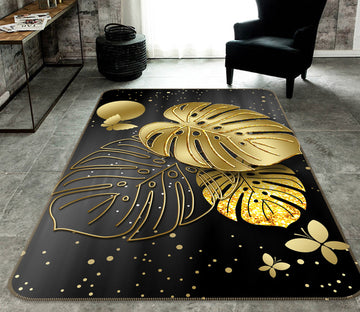 3D Golden Leaves 34093 Non Slip Rug Mat