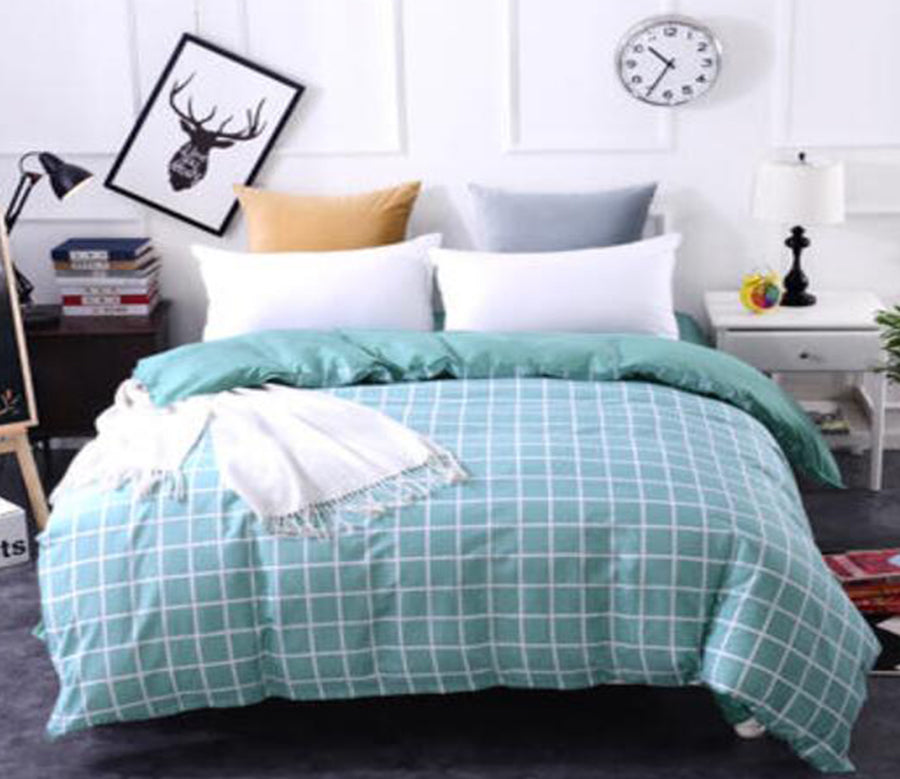 3D Light Blue Grid 4159 Bed Pillowcases Quilt