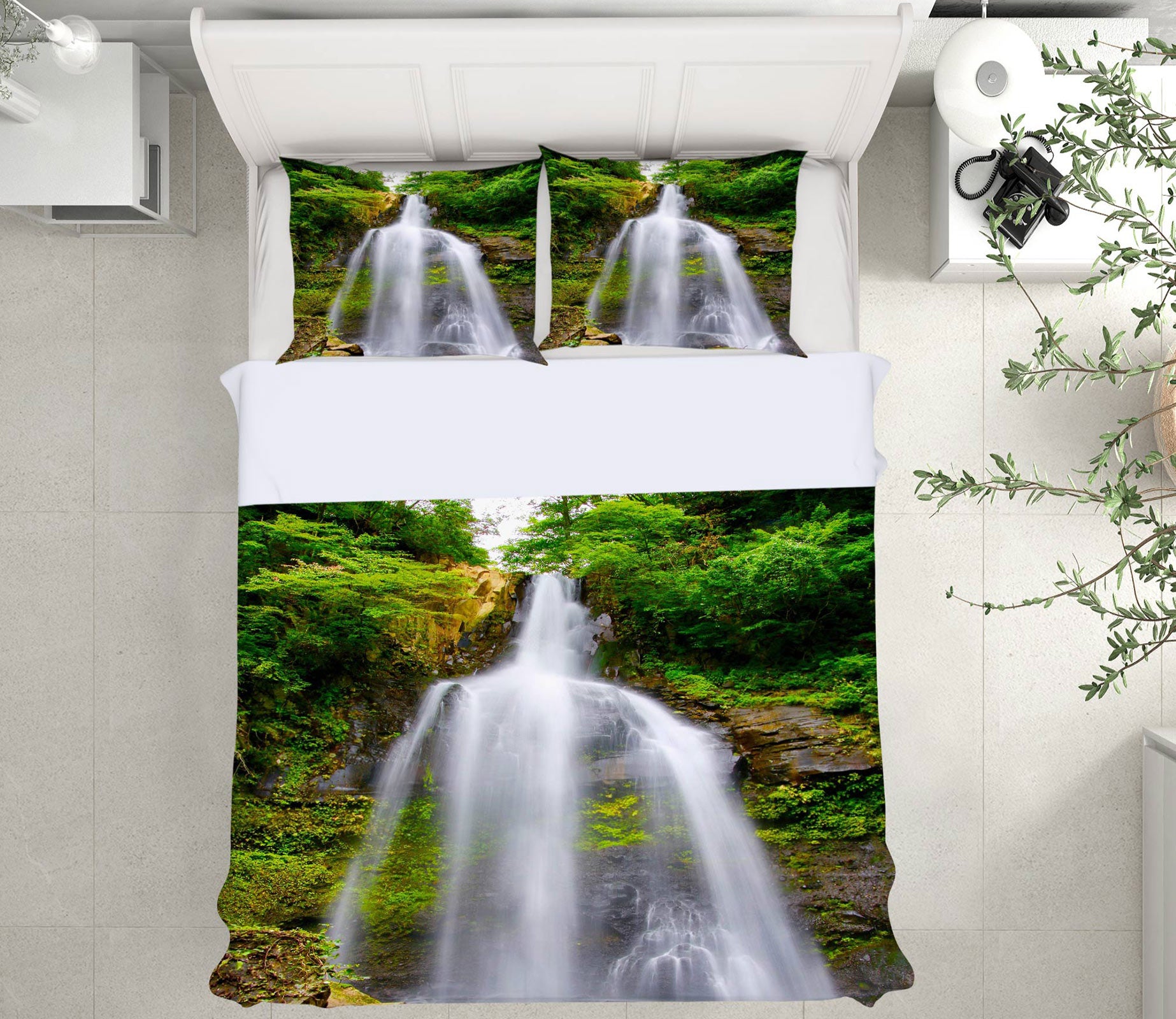 3D Mountain Waterfall 15156 Bed Pillowcases Quilt
