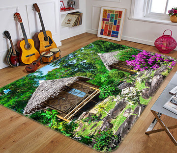 3D Cabin Flower Bush 66119 Non Slip Rug Mat