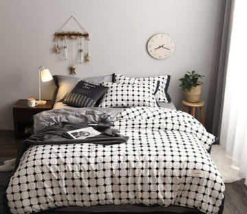 3D White Grid 14024 Bed Pillowcases Quilt
