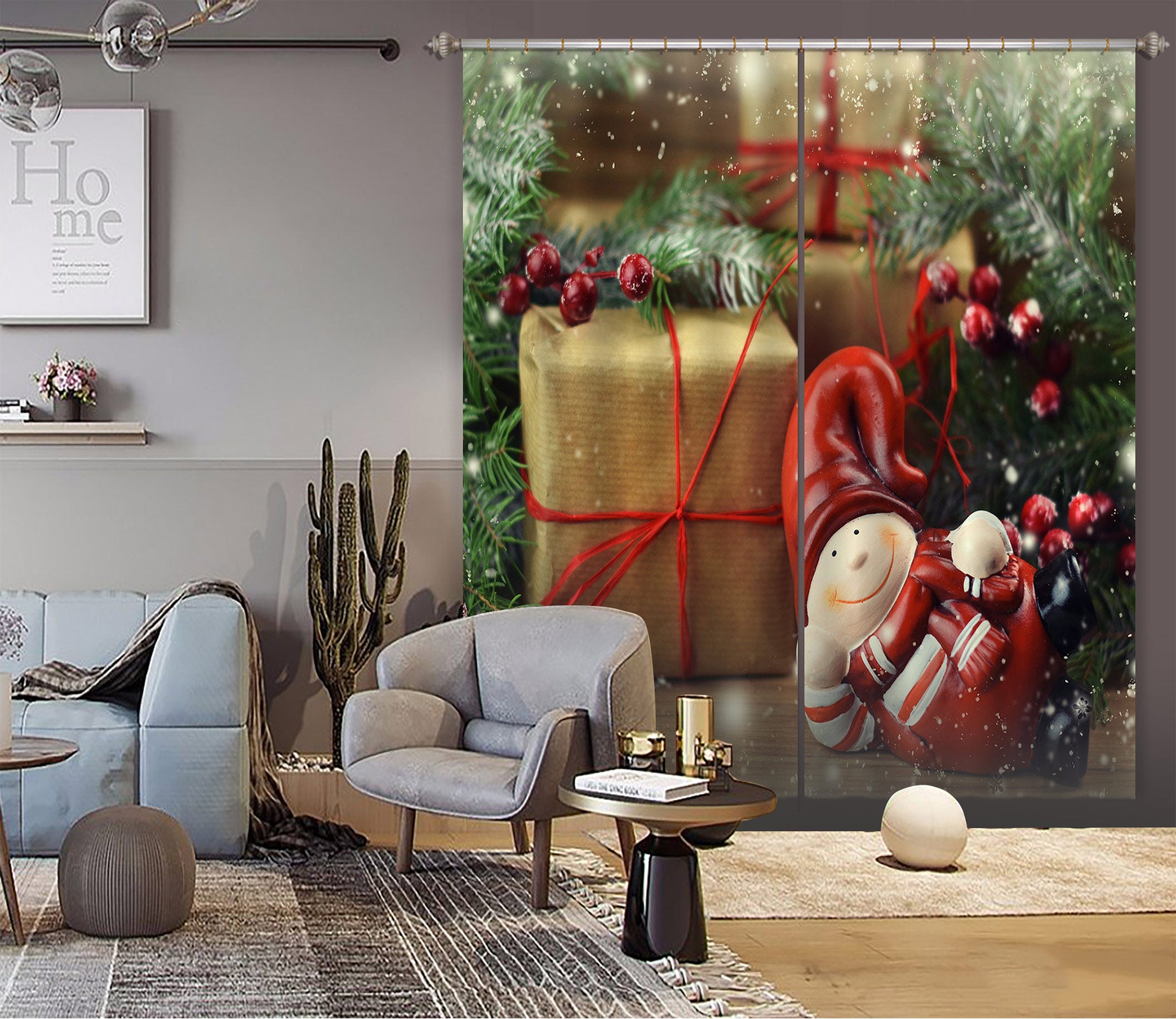 3D Gift Box Doll 52039 Christmas Curtains Drapes Xmas