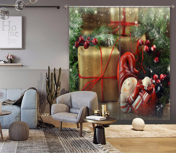 3D Gift Box Doll 52039 Christmas Curtains Drapes Xmas