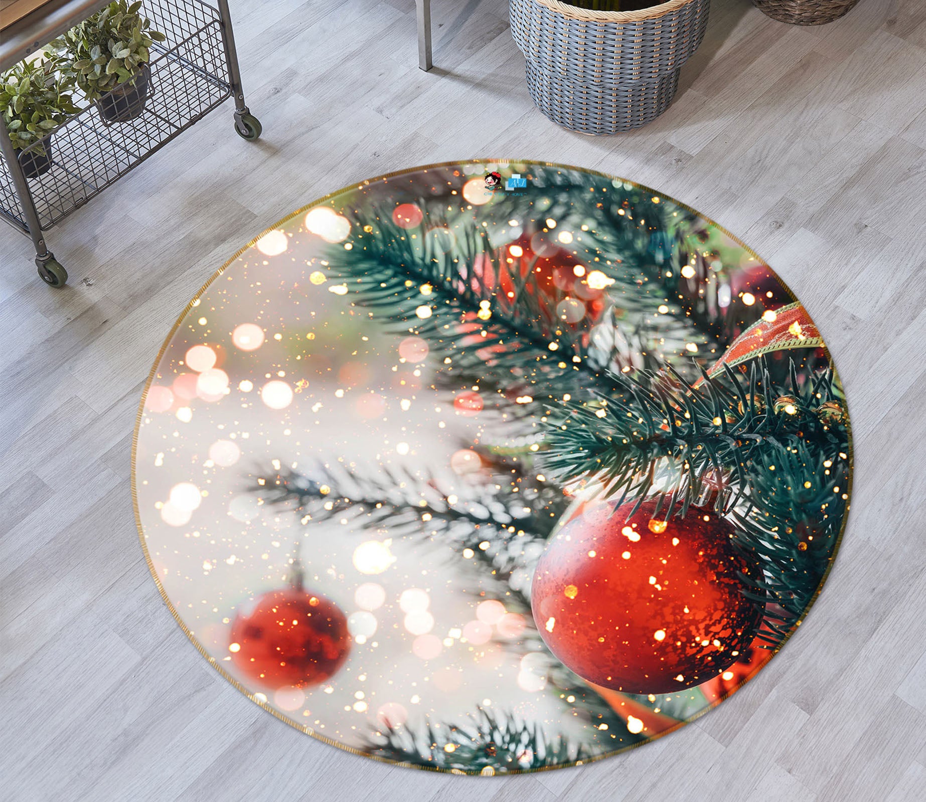 3D Branches 75095 Round Non Slip Rug Mat