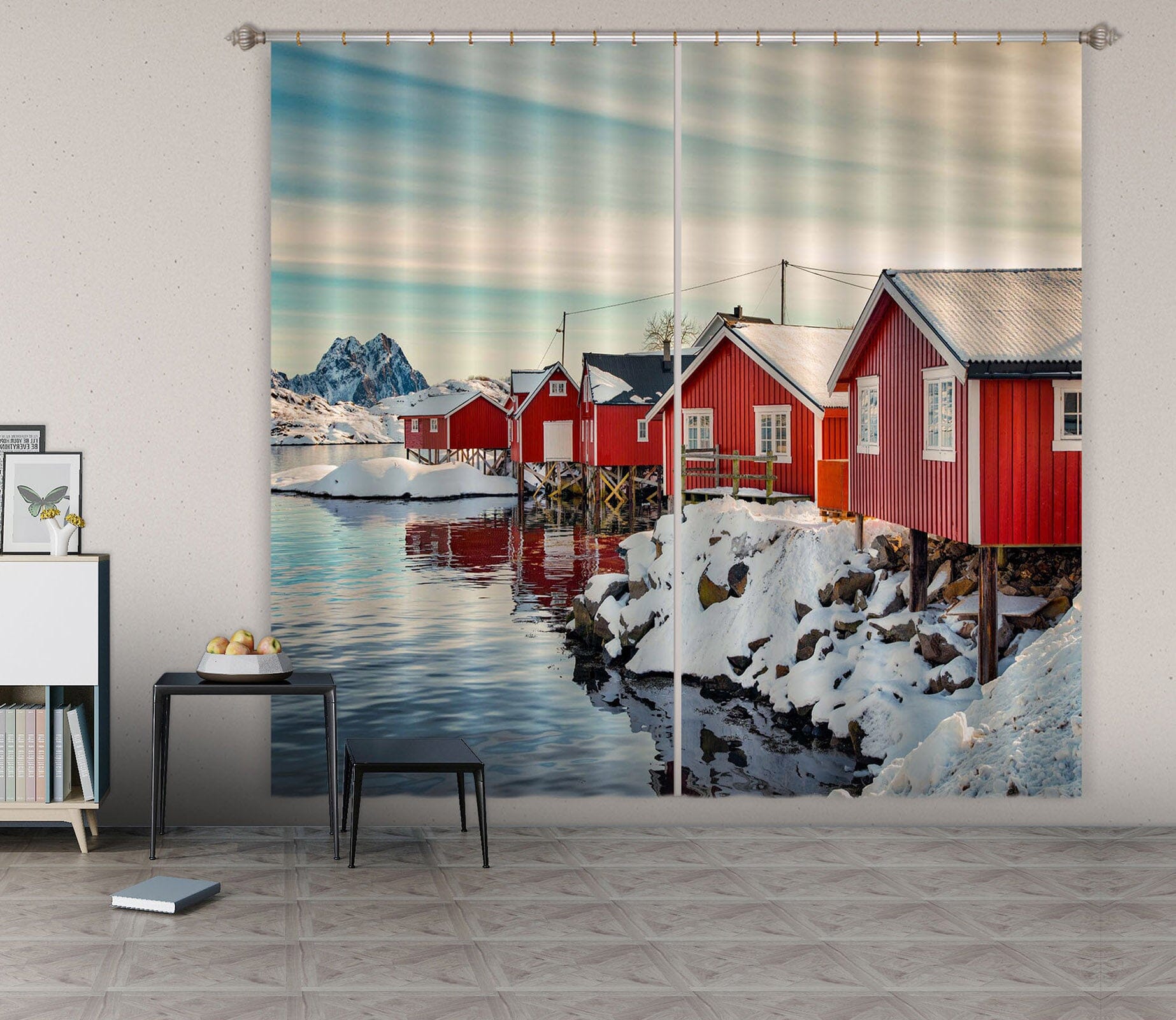 3D Red House 129 Marco Carmassi Curtain Curtains Drapes Curtains AJ Creativity Home 