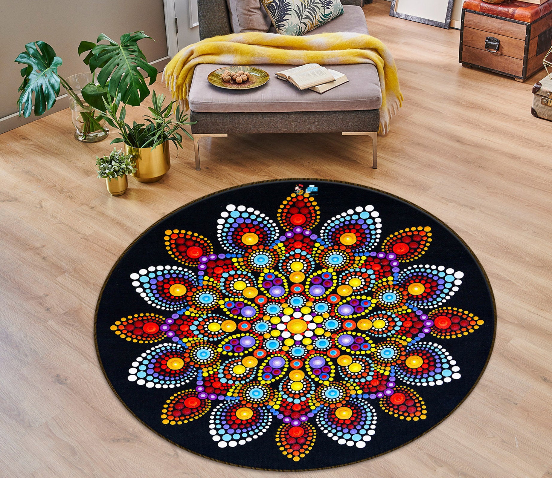 3D Pattern 74264 Round Non Slip Rug Mat