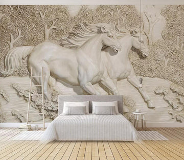 3D Carving Horse WC343 Wall Murals