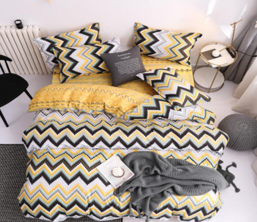 3D Yellow Black Curve 5159 Bed Pillowcases Quilt