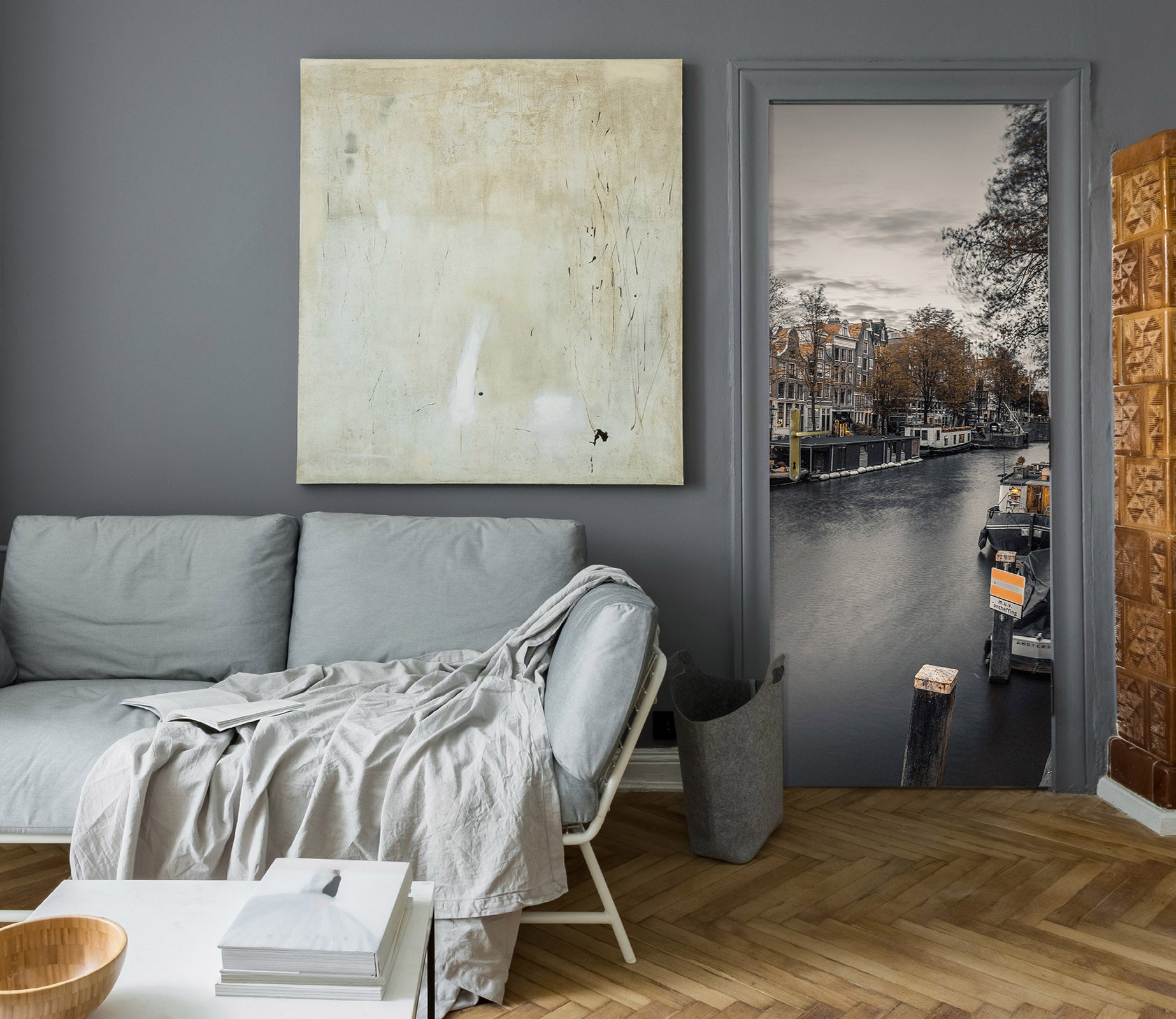 3D City River 106168 Assaf Frank Door Mural