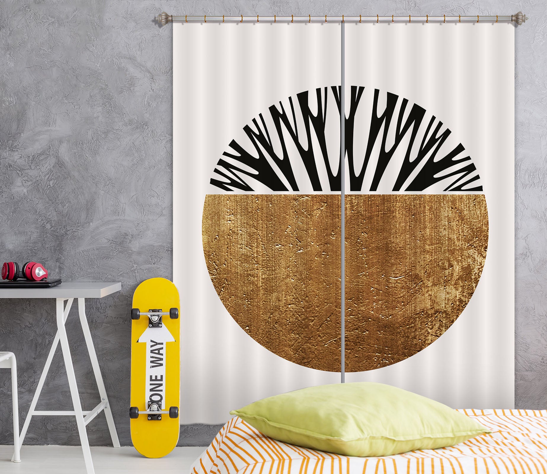 3D Brown Round 1007 Boris Draschoff Curtain Curtains Drapes