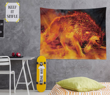 3D Flaming Wolf 121214 Tom Wood Tapestry Hanging Cloth Hang