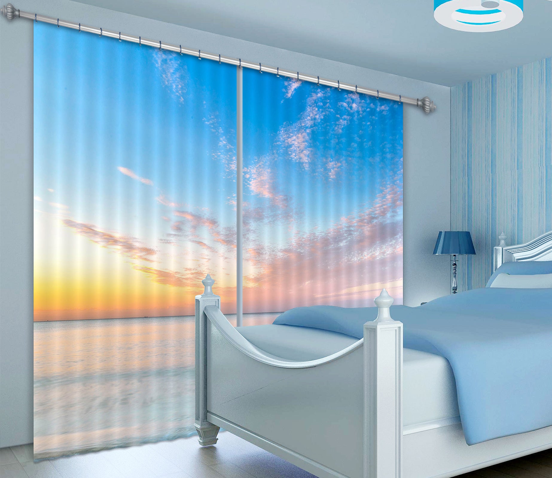 3D Sunset Sea Level 024 Assaf Frank Curtain Curtains Drapes