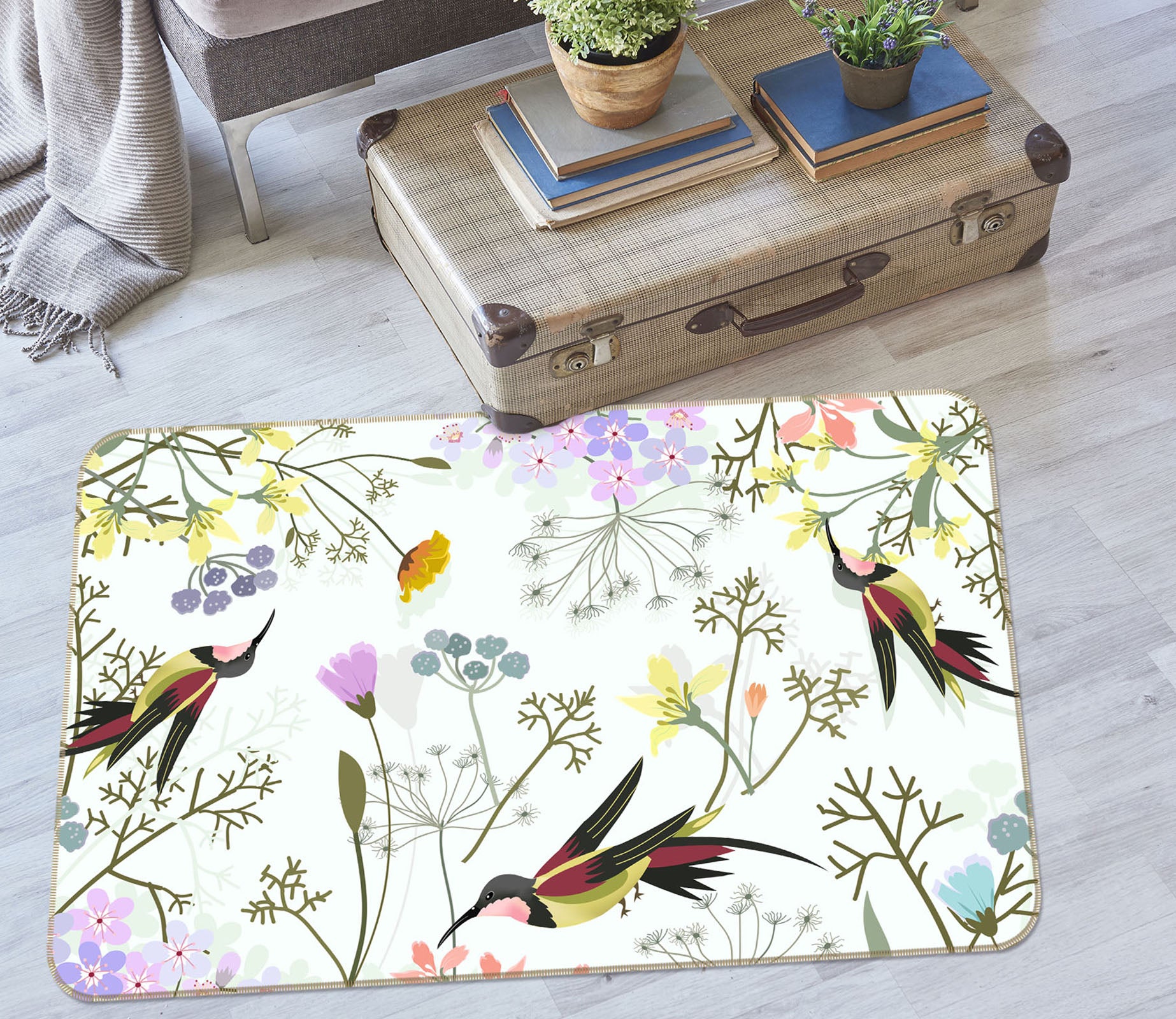 3D Bird Flower 30150 Non Slip Rug Mat