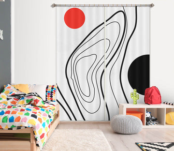 3D Black Line Heart 1087 Boris Draschoff Curtain Curtains Drapes Curtains AJ Creativity Home 