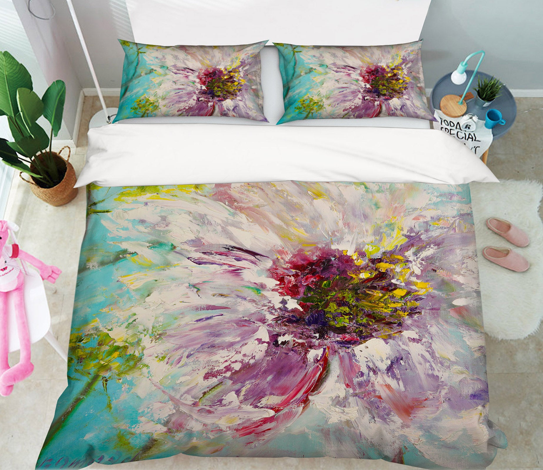 3D Pink Painted Flowers 542 Skromova Marina Bedding Bed Pillowcases Quilt