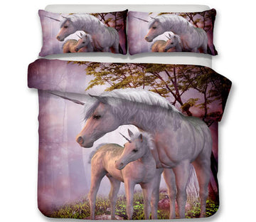 3D Tree Unicorn 6128 Bed Pillowcases Quilt